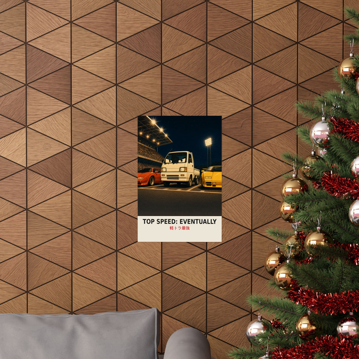 Funny Kei Truck Poster — Top Speed: Eventually Mini Truck on the Grid Wall Art