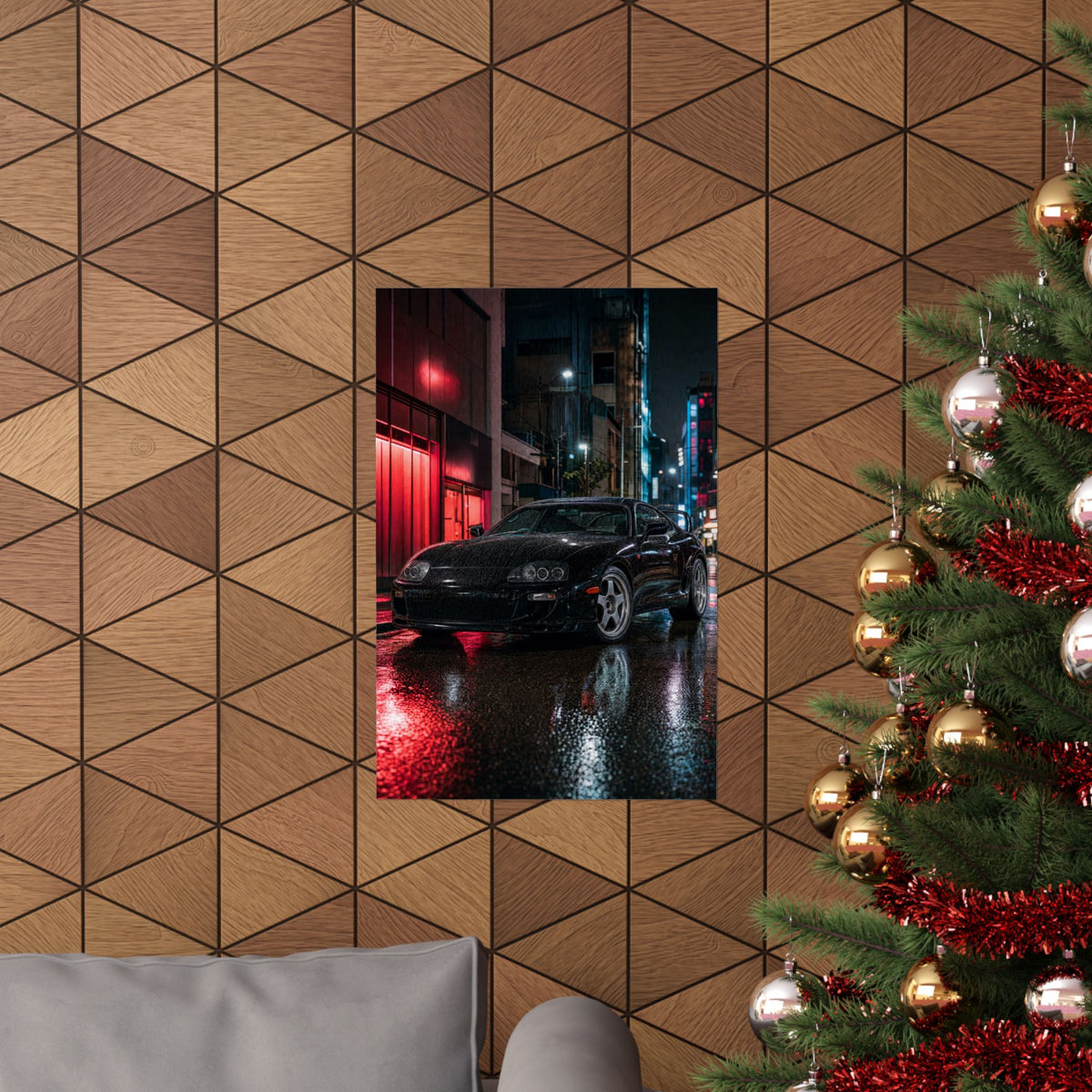 Toyota Supra MK4 Poster — Tokyo Night Rain Photoreal JDM Wall Art