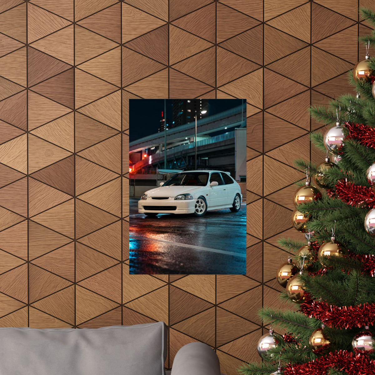 Honda Civic Type R EK9 Poster — Tokyo Highway Night Photoreal JDM Wall Art