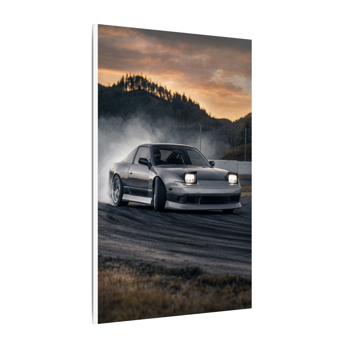 Nissan Silvia S13 Canvas Wall Art — Drift Smoke Photoreal JDM Car Art