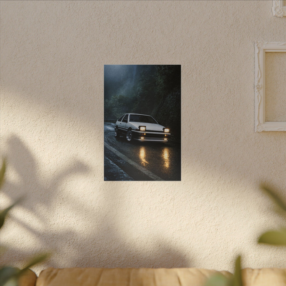 Toyota AE86 Trueno Canvas Wall Art — Midnight Mountain Pass Photoreal JDM Car Art