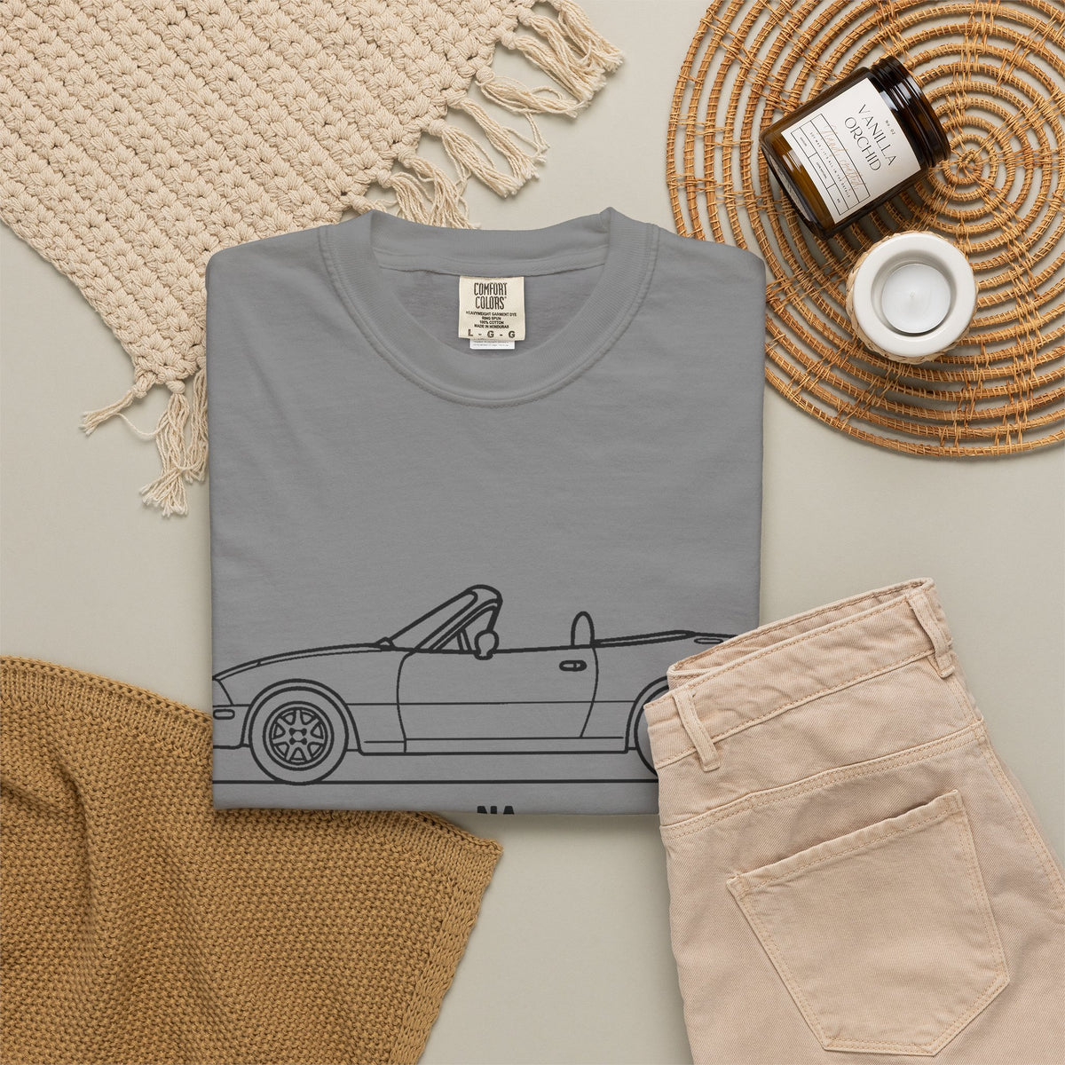 Mazda Miata NA T-Shirt — Line Art Outline JDM Shirt