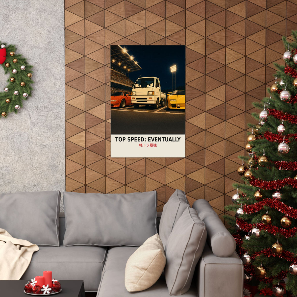 Funny Kei Truck Poster — Top Speed: Eventually Mini Truck on the Grid Wall Art