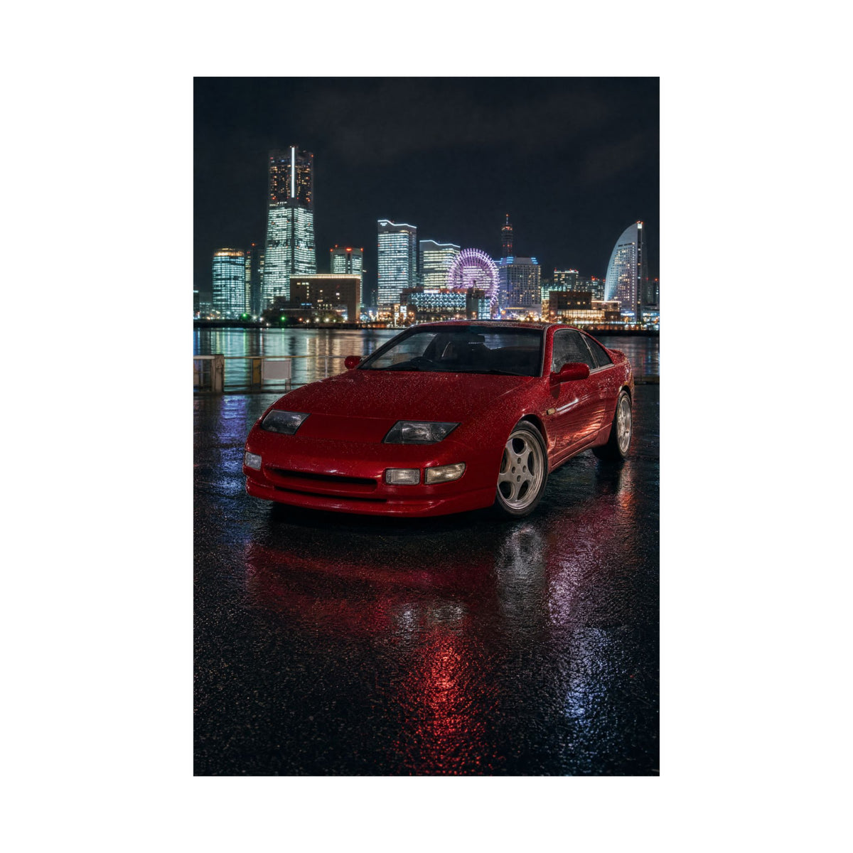 Nissan 300ZX Z32 Twin Turbo Poster — Yokohama Night Photoreal JDM Wall Art