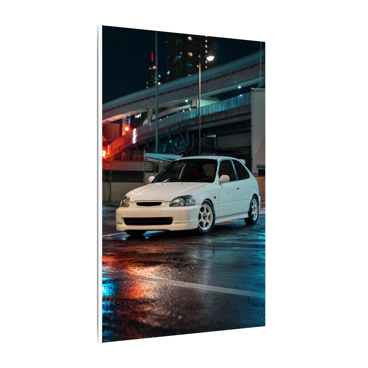 Honda Civic Type R EK9 Canvas Wall Art — Tokyo Highway Night Photoreal JDM Car Art