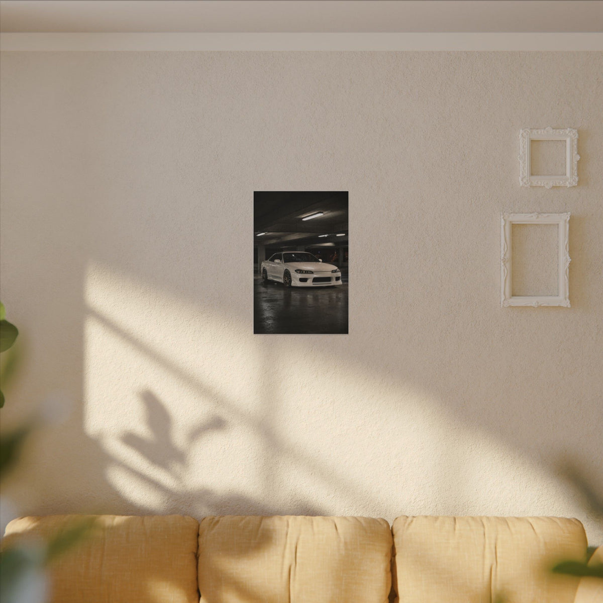 Nissan Silvia S15 Canvas Wall Art — Tokyo Parking Garage Photoreal JDM Car Art