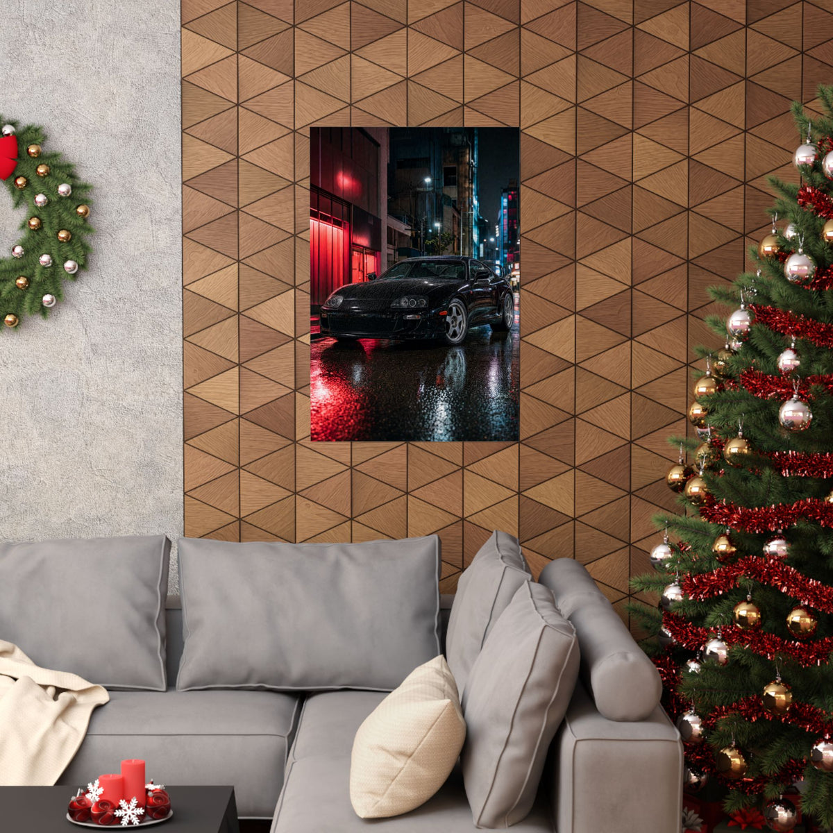 Toyota Supra MK4 Poster — Tokyo Night Rain Photoreal JDM Wall Art