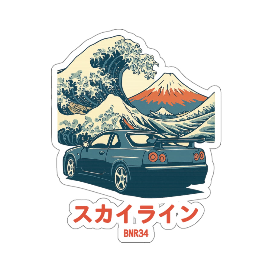 Nissan Skyline GT-R R34 Sticker — Ukiyo-e Wave JDM Vinyl Decal