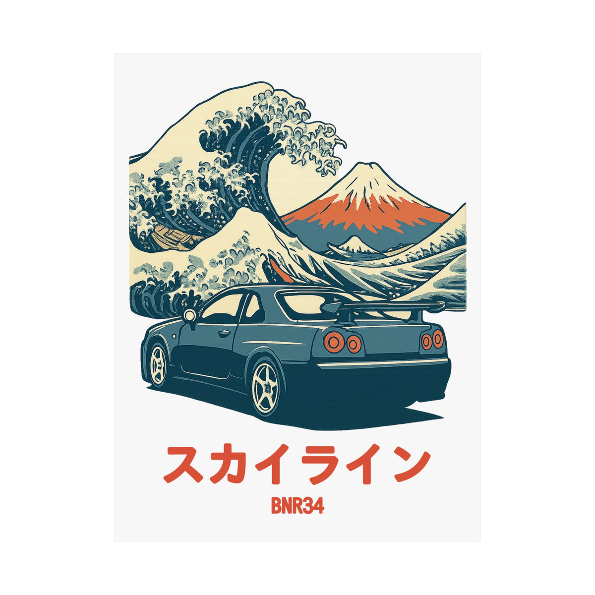 Nissan Skyline GT-R R34 Poster — Ukiyo-e Wave JDM Car Wall Art