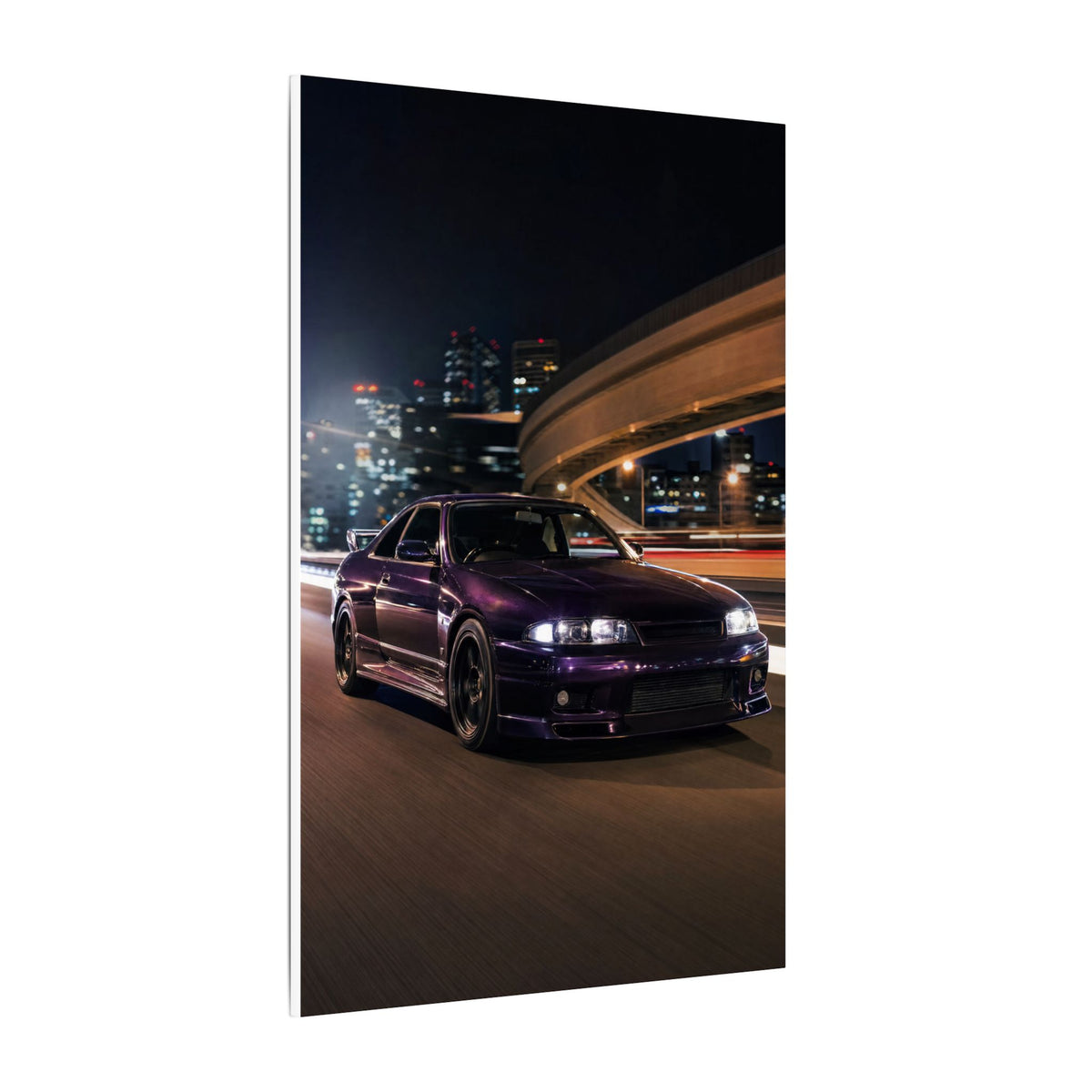 Nissan Skyline GT-R R33 Canvas Wall Art — Midnight Purple Wangan Photoreal JDM Car Art