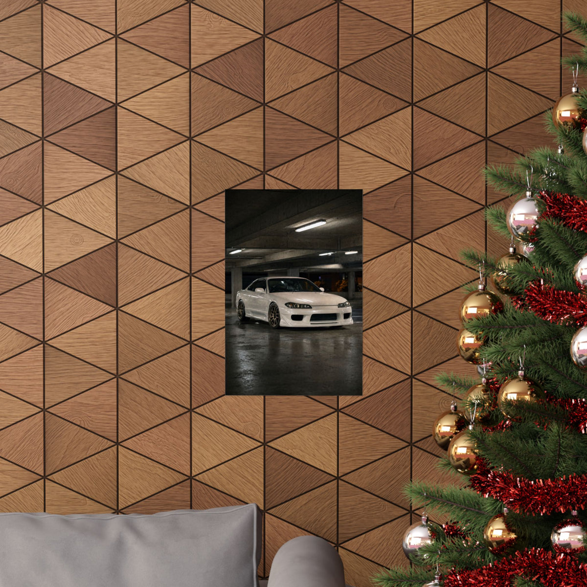 Nissan Silvia S15 Poster — Tokyo Parking Garage Photoreal JDM Wall Art