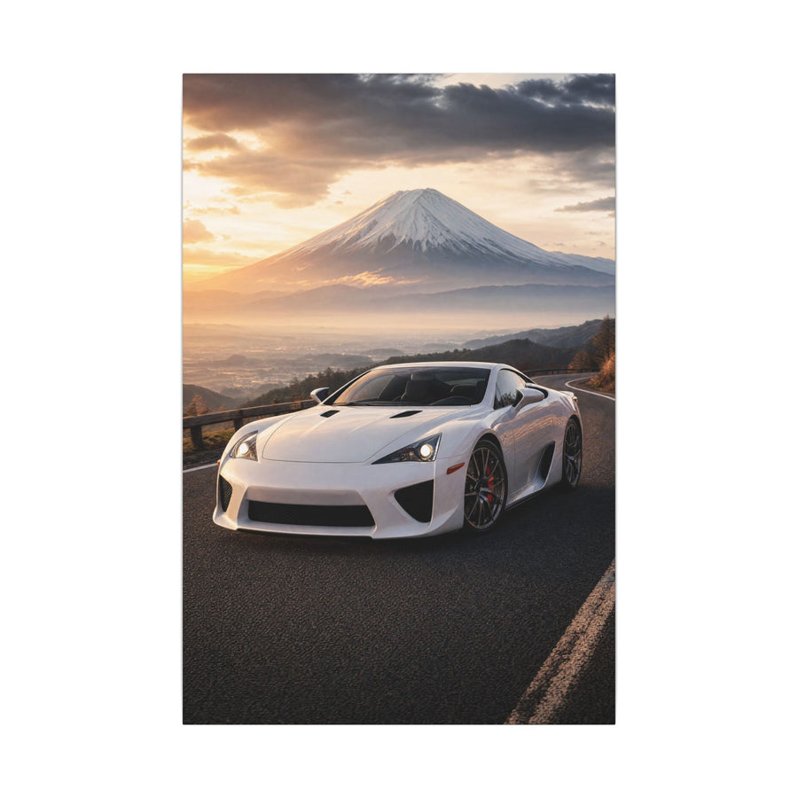 Lexus LFA Canvas Wall Art — Mt. Fuji Sunrise Photoreal JDM Supercar Wall Art