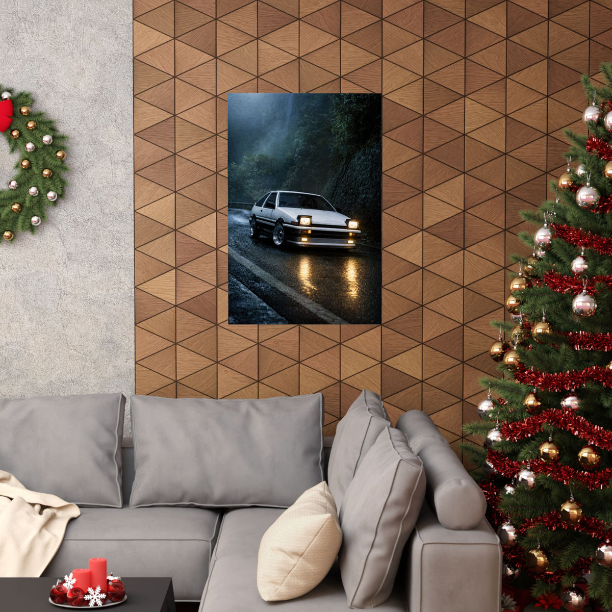 Toyota AE86 Trueno Poster — Midnight Mountain Pass Photoreal JDM Wall Art