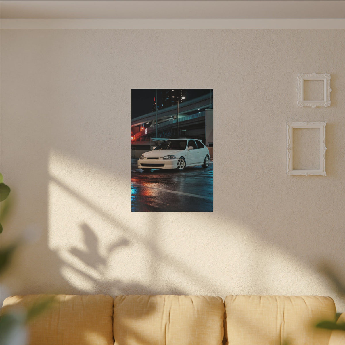 Honda Civic Type R EK9 Canvas Wall Art — Tokyo Highway Night Photoreal JDM Car Art