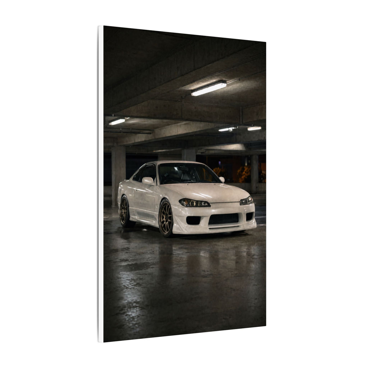 Nissan Silvia S15 Canvas Wall Art — Tokyo Parking Garage Photoreal JDM Car Art