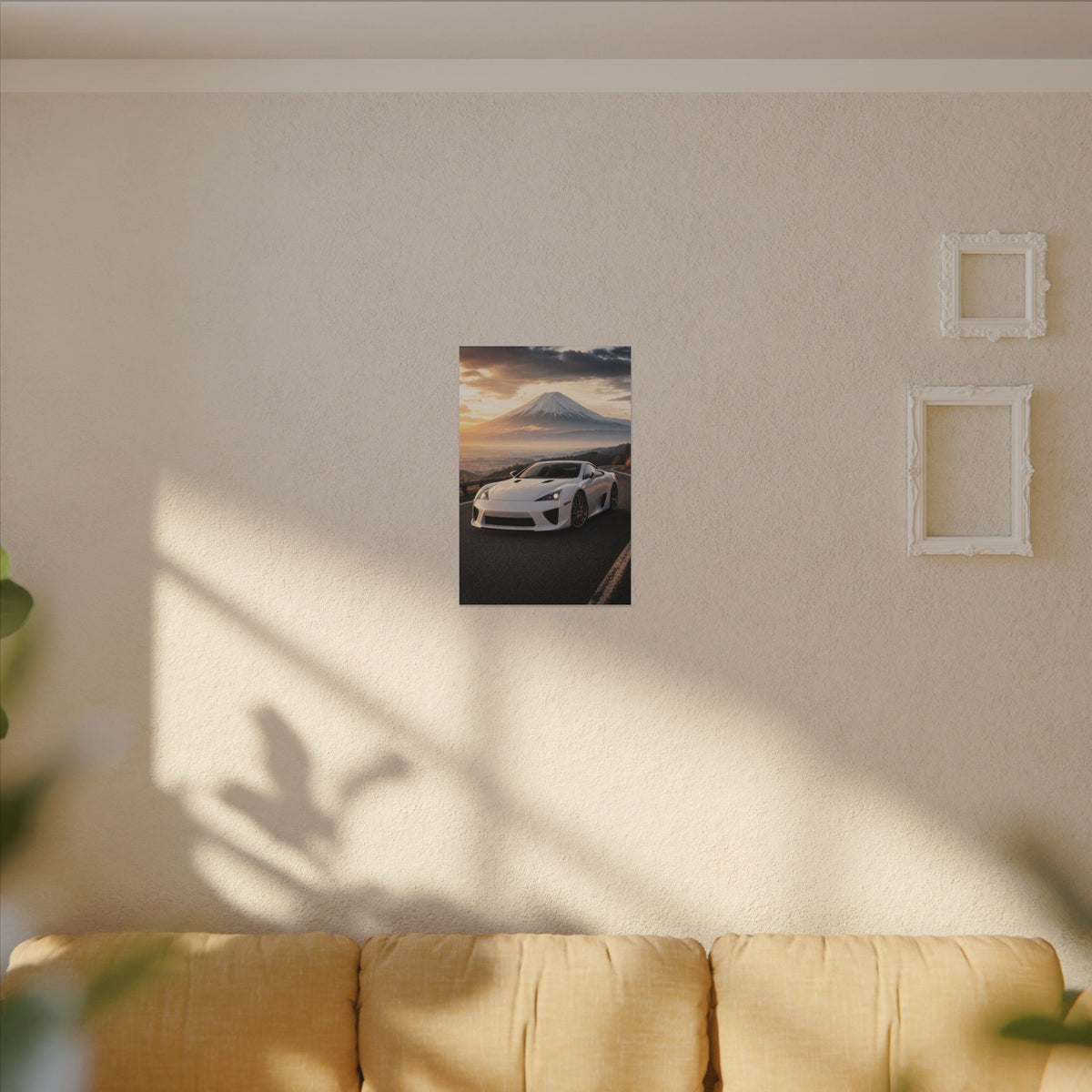 Lexus LFA Canvas Wall Art — Mt. Fuji Sunrise Photoreal JDM Supercar Wall Art