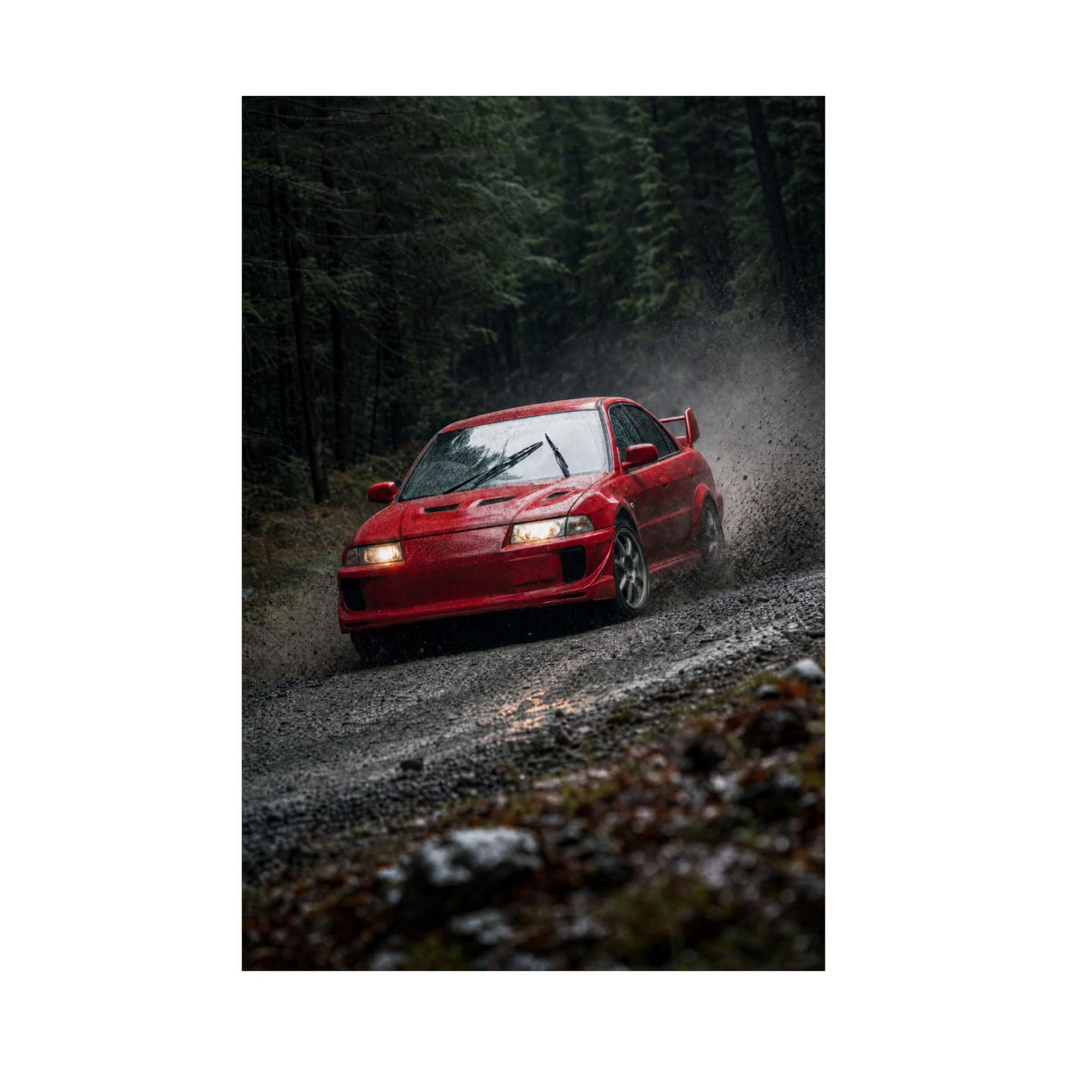 Mitsubishi Lancer Evolution VI Poster — Rally Stage Photoreal JDM Wall Art