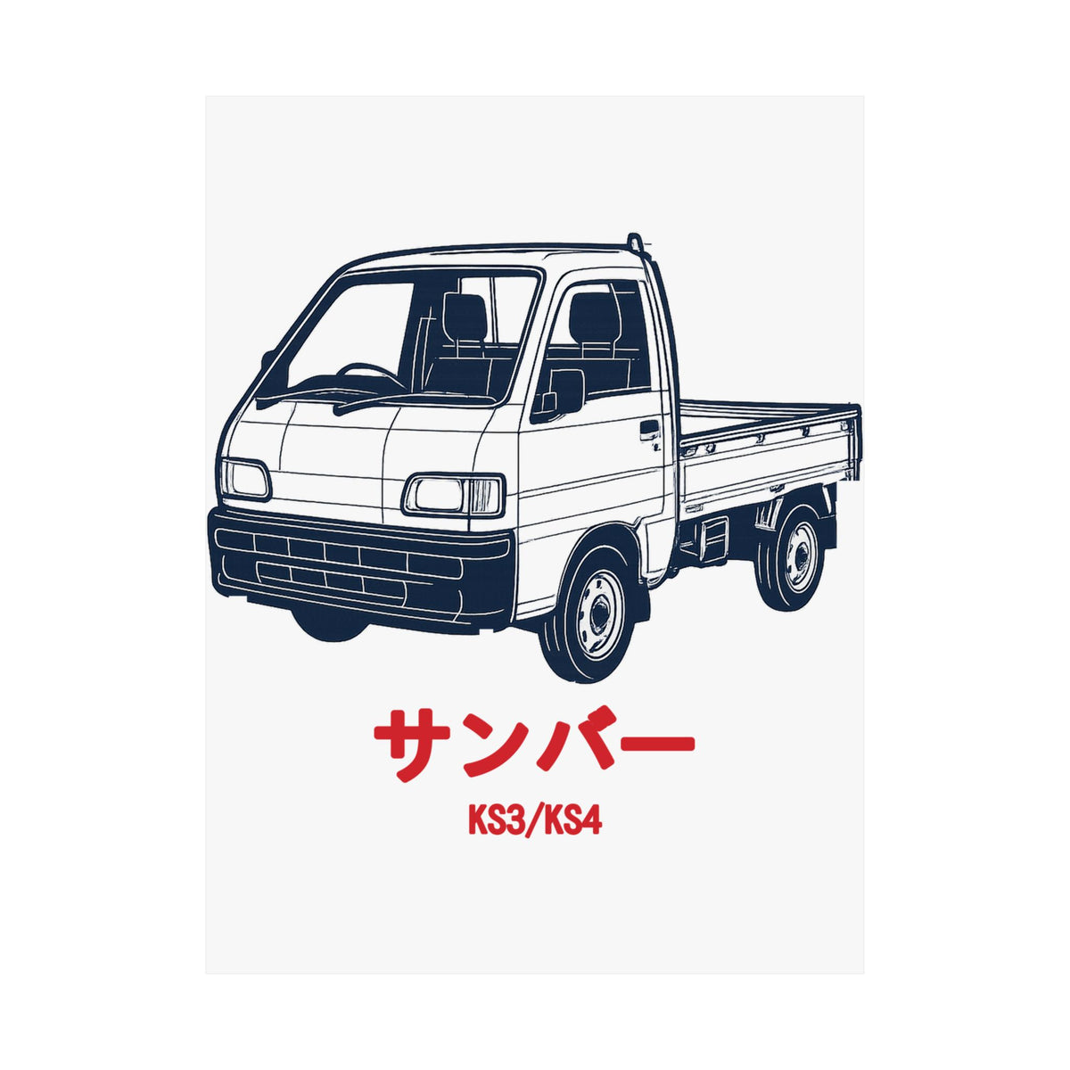 Subaru Sambar Kei Truck Poster — Blueprint Japanese Mini Truck Poster