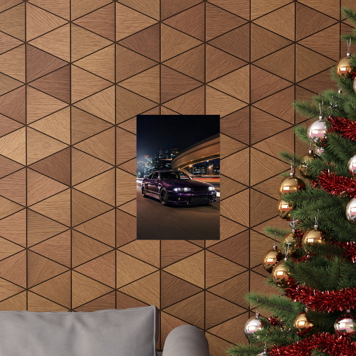 Nissan Skyline GT-R R33 Poster — Midnight Purple Wangan Photoreal JDM Wall Art