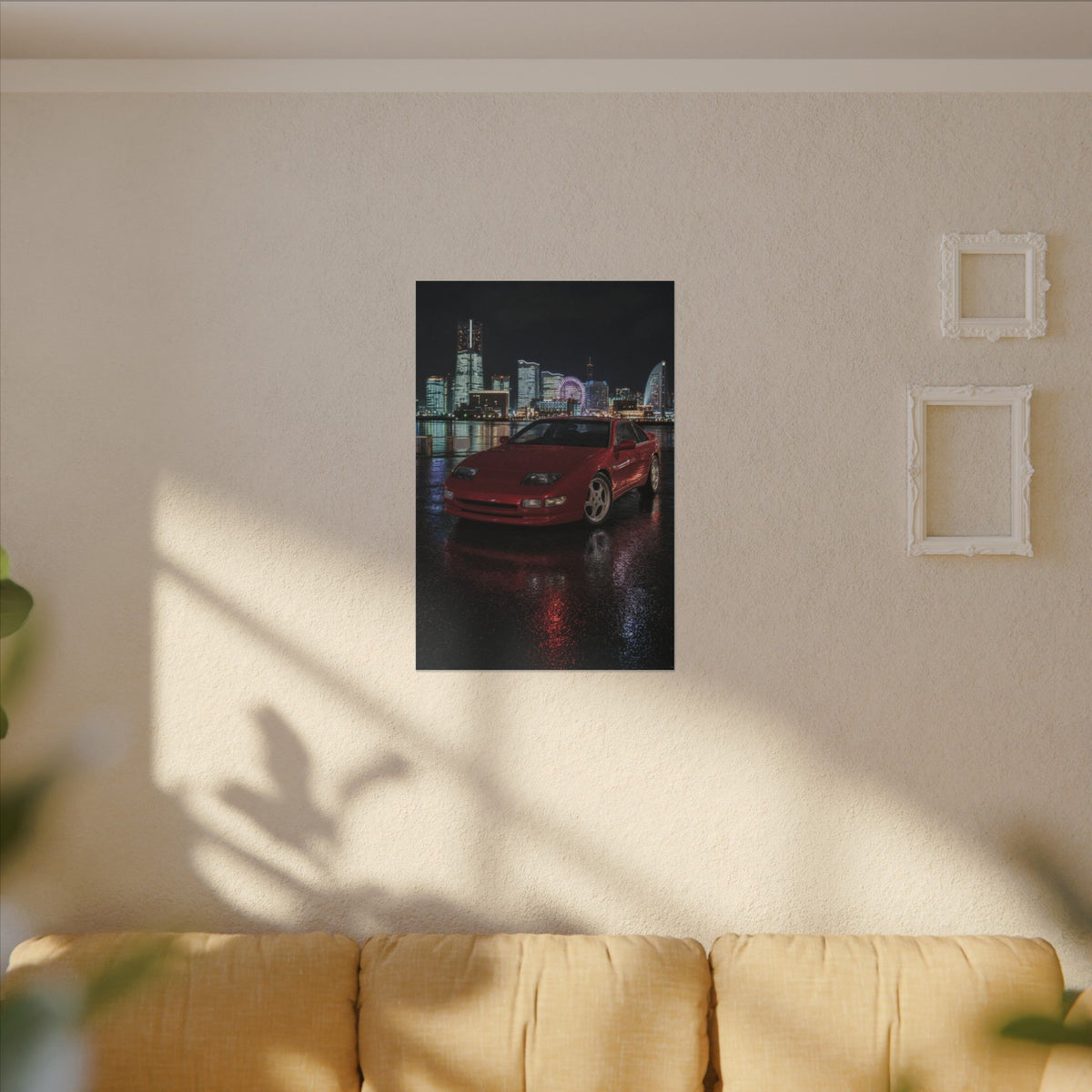 Nissan 300ZX Z32 Twin Turbo Canvas Wall Art — Yokohama Night Photoreal JDM Car Art