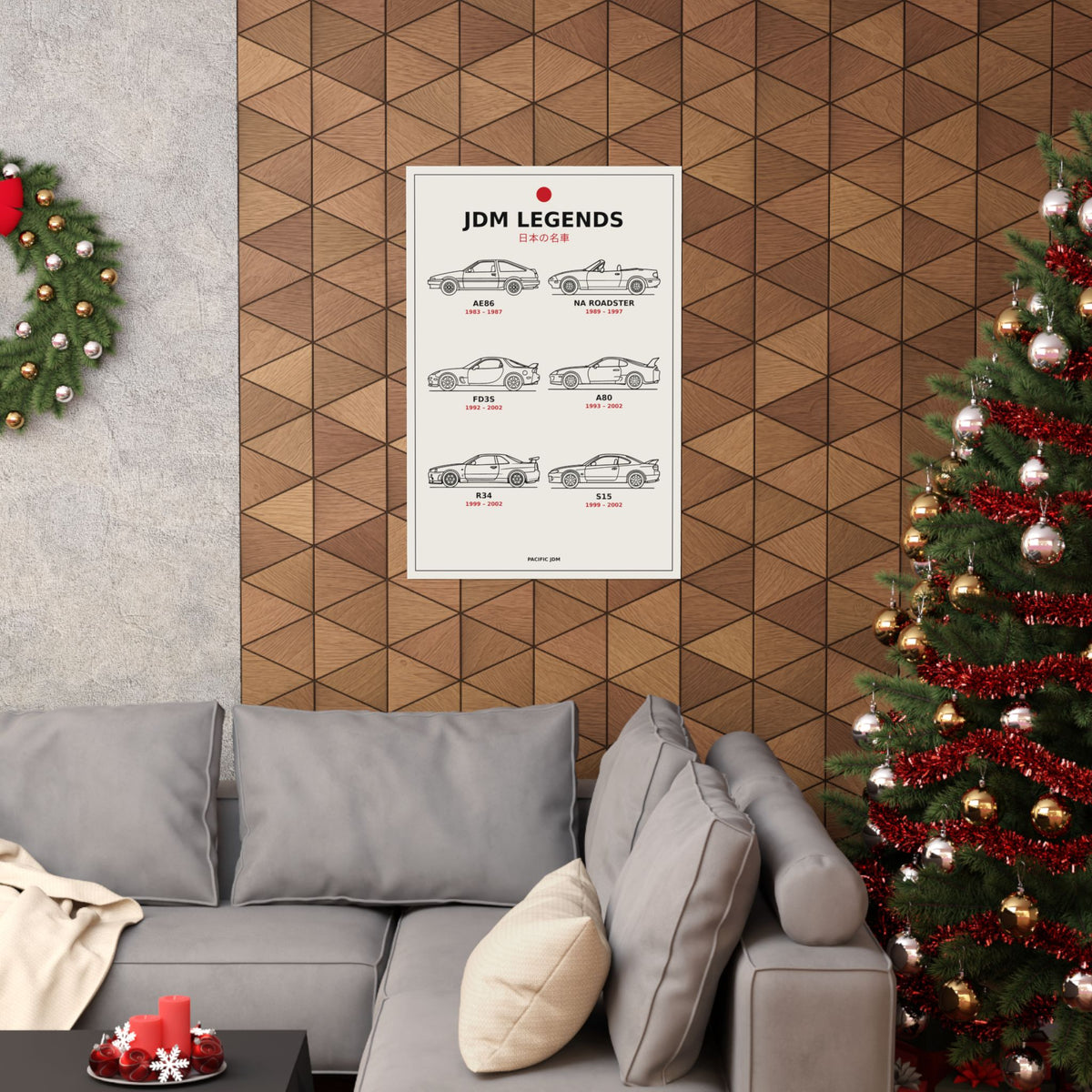 JDM Legends Poster — AE86, Miata, RX-7, Supra, Skyline, Silvia Line Art Car Chart