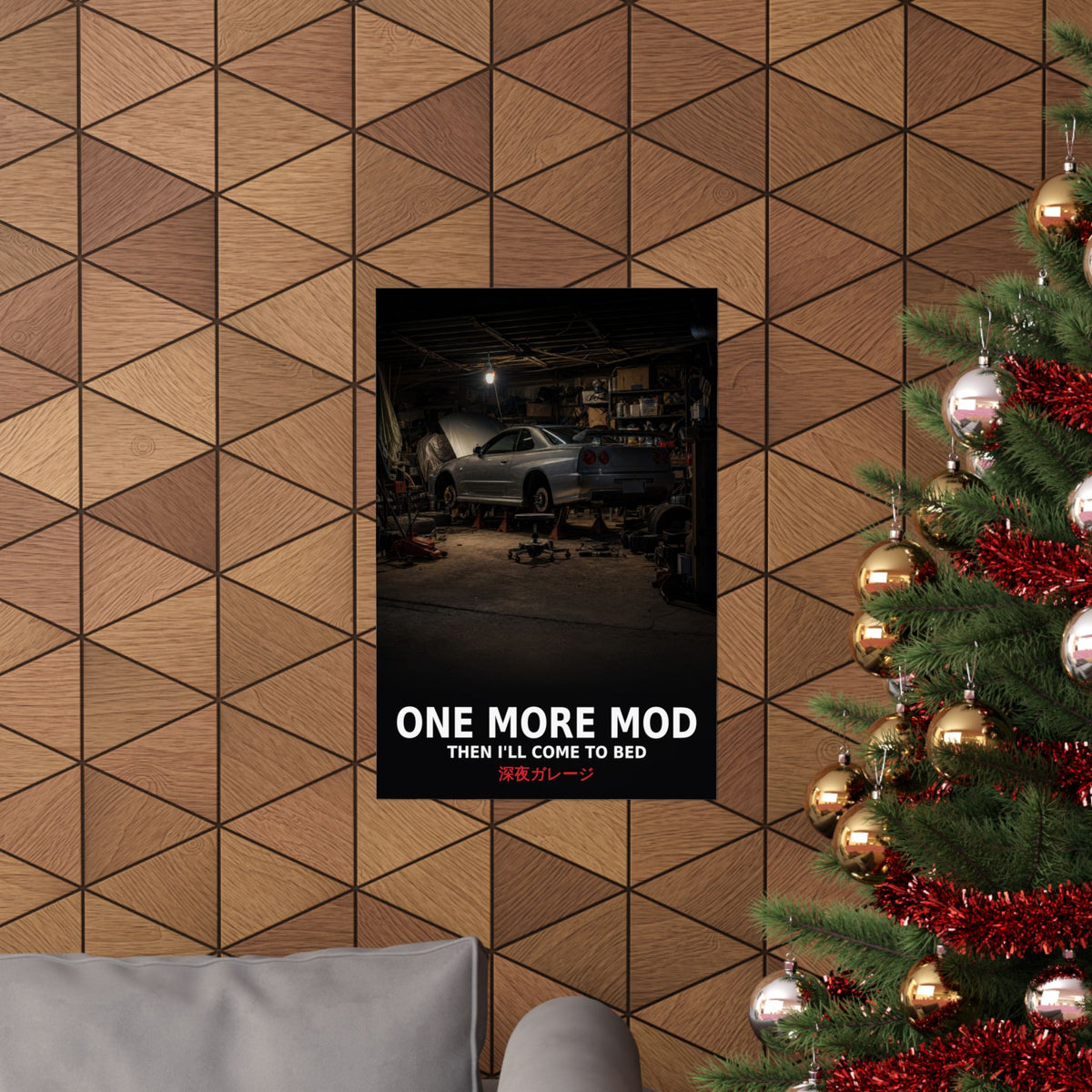 One More Mod Poster — Midnight Garage Skyline Project Car JDM Wall Art