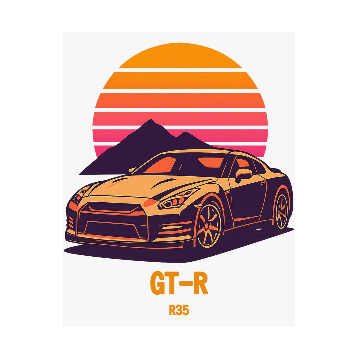 Nissan GT-R R35 Poster — Retro Sunset JDM Car Wall Art