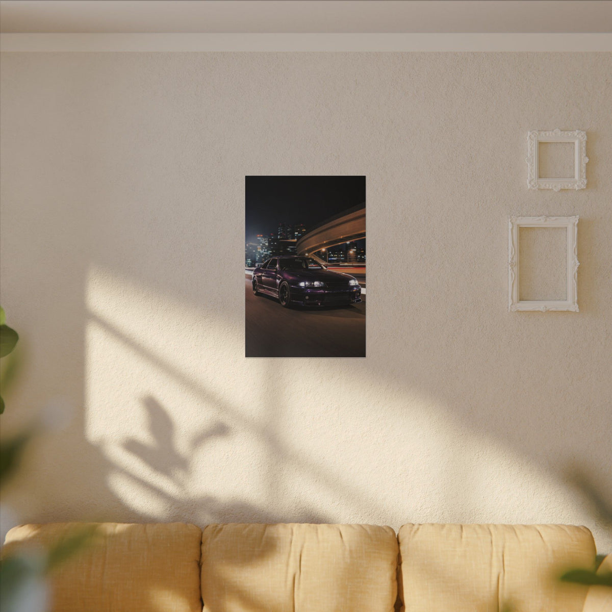 Nissan Skyline GT-R R33 Canvas Wall Art — Midnight Purple Wangan Photoreal JDM Car Art