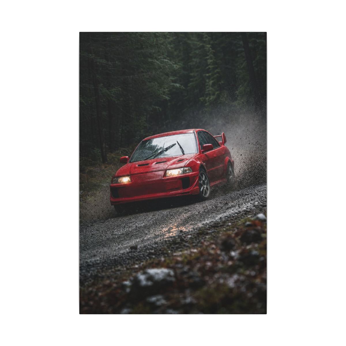 Mitsubishi Lancer Evolution VI Canvas Wall Art — Rally Stage Photoreal JDM Car Art