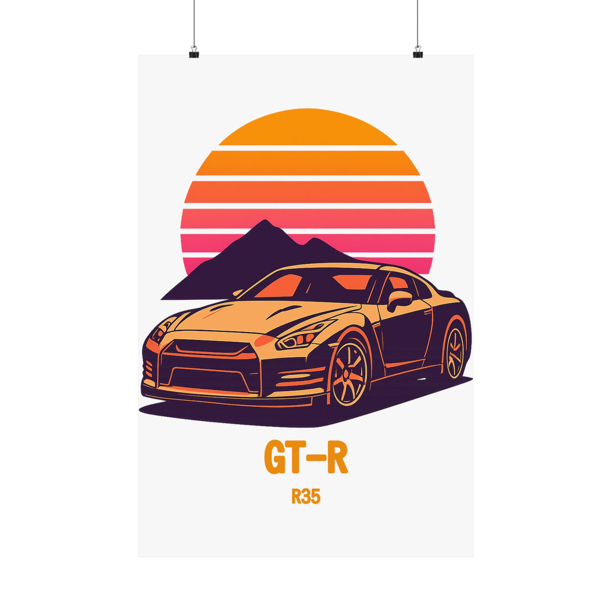 Nissan GT-R R35 Poster — Retro Sunset JDM Car Wall Art