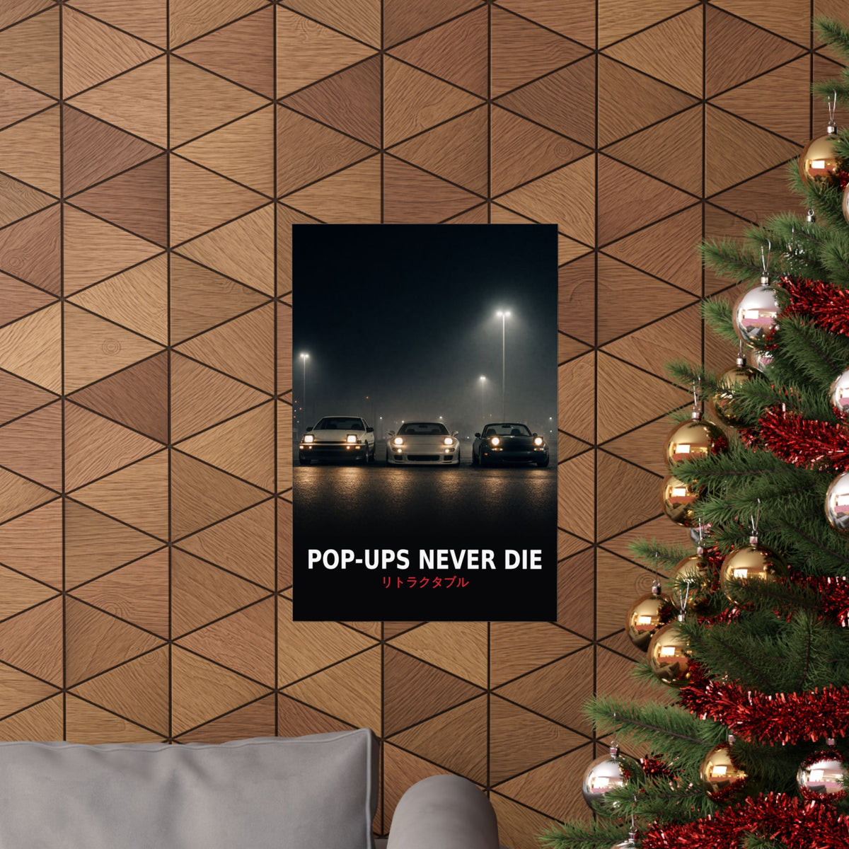 Pop-Ups Never Die Poster — AE86, RX-7 FD and Miata NA Pop-Up Headlights JDM Wall Art