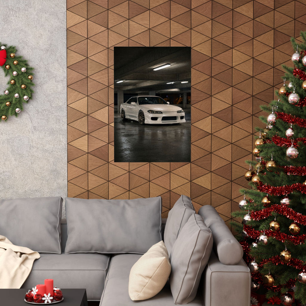 Nissan Silvia S15 Poster — Tokyo Parking Garage Photoreal JDM Wall Art