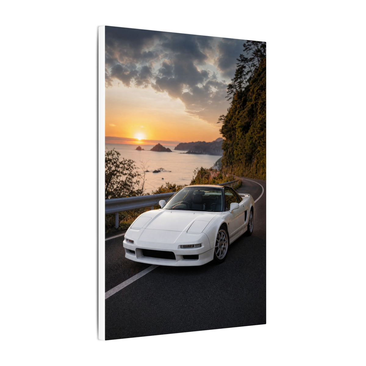 Honda NSX NA1 Canvas Wall Art — Coastal Sunset Photoreal JDM Car Art