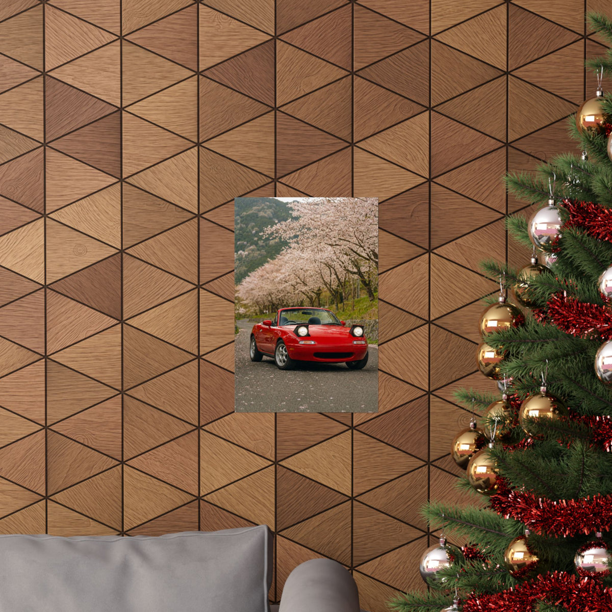 Mazda Miata NA Poster — Cherry Blossom Road Photoreal JDM Wall Art