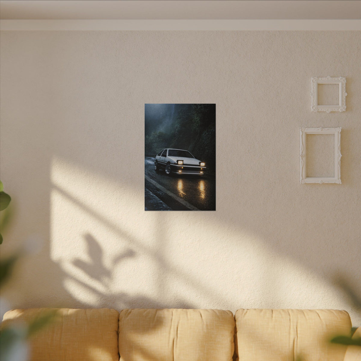 Toyota AE86 Trueno Canvas Wall Art — Midnight Mountain Pass Photoreal JDM Car Art