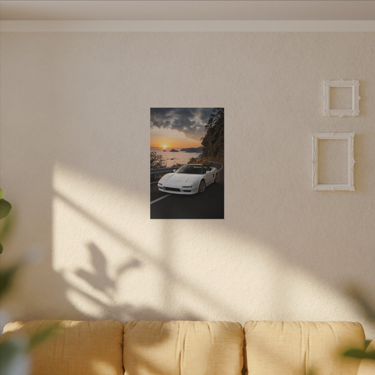 Honda NSX NA1 Canvas Wall Art — Coastal Sunset Photoreal JDM Car Art