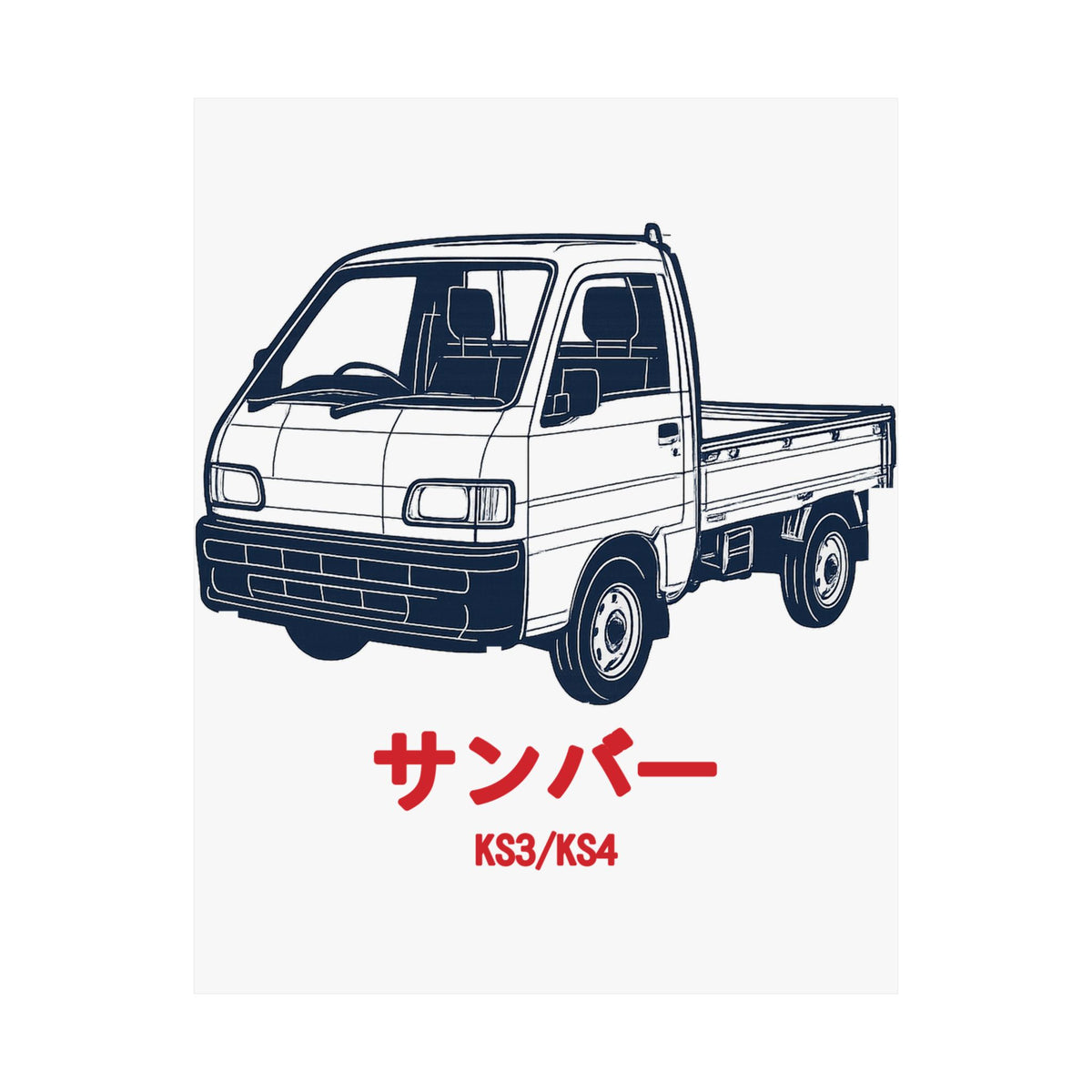 Subaru Sambar Kei Truck Poster — Blueprint Japanese Mini Truck Poster