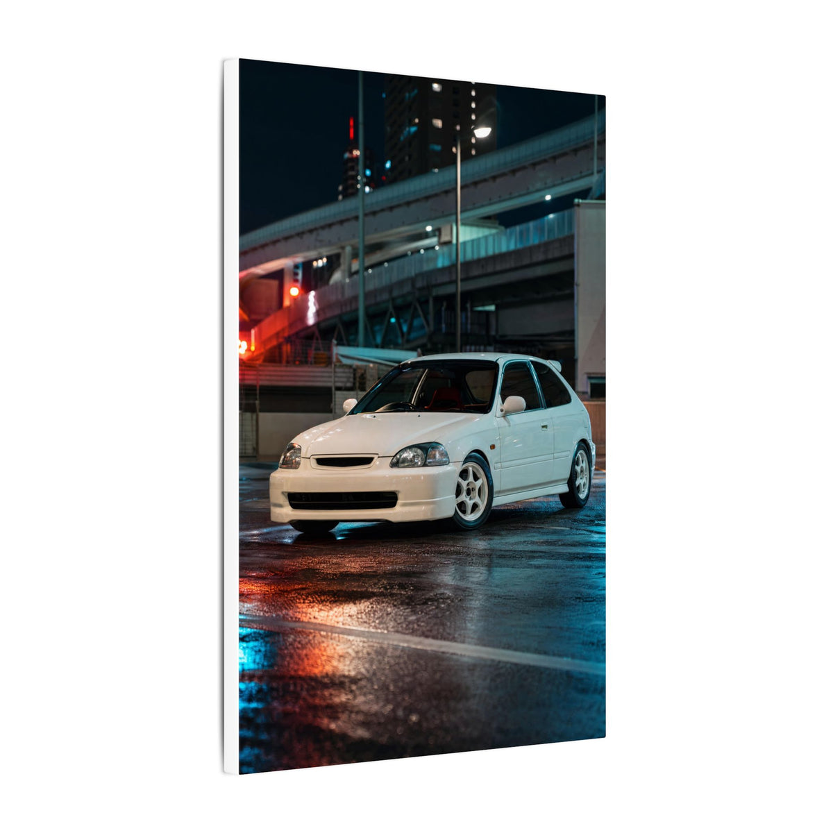 Honda Civic Type R EK9 Canvas Wall Art — Tokyo Highway Night Photoreal JDM Car Art