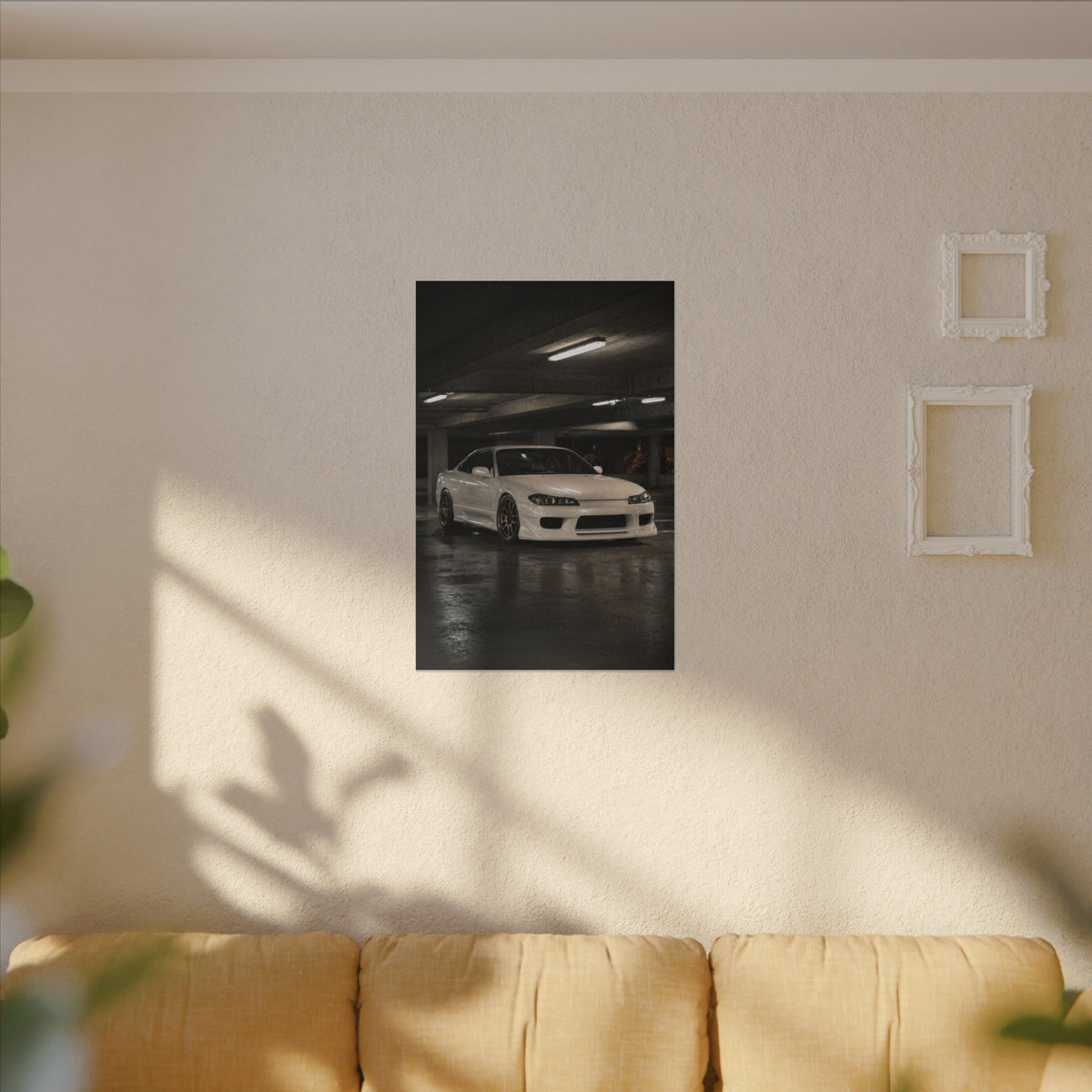 Nissan Silvia S15 Canvas Wall Art — Tokyo Parking Garage Photoreal JDM Car Art