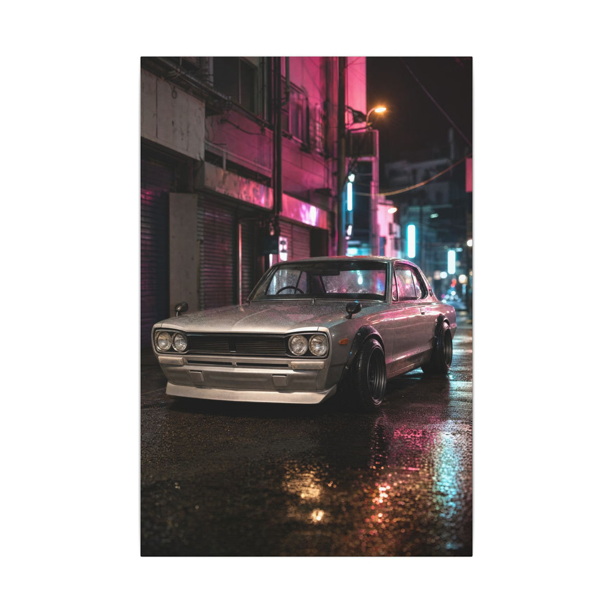 Nissan Skyline Hakosuka KPGC10 Canvas Wall Art — Neon Tokyo Photoreal JDM Car Art
