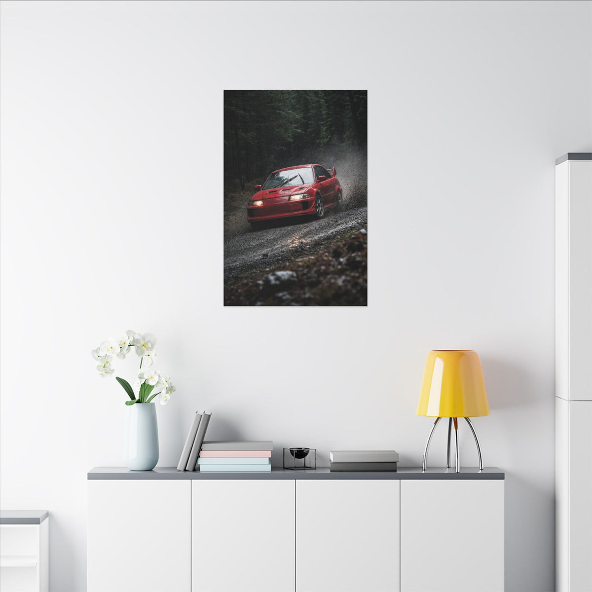 Mitsubishi Lancer Evolution VI Canvas Wall Art — Rally Stage Photoreal JDM Car Art