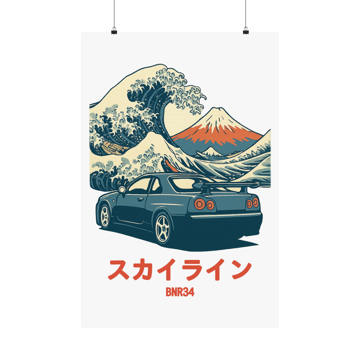 Nissan Skyline GT-R R34 Poster — Ukiyo-e Wave JDM Car Wall Art