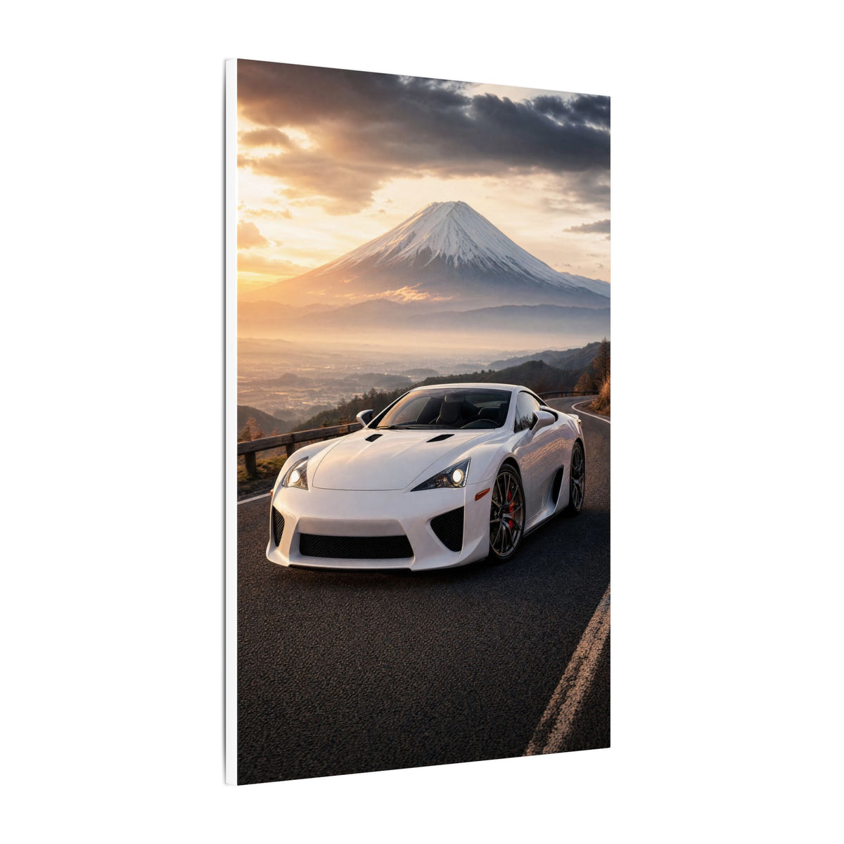 Lexus LFA Canvas Wall Art — Mt. Fuji Sunrise Photoreal JDM Supercar Wall Art