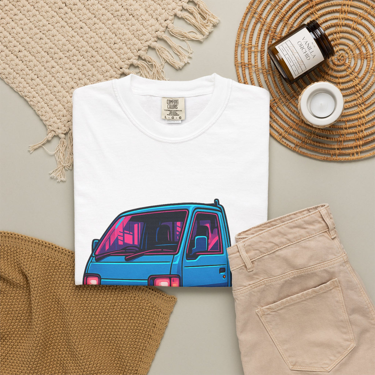 Cyber Neon Kei Truck T-Shirt — Japanese Mini Truck JDM Car Shirt