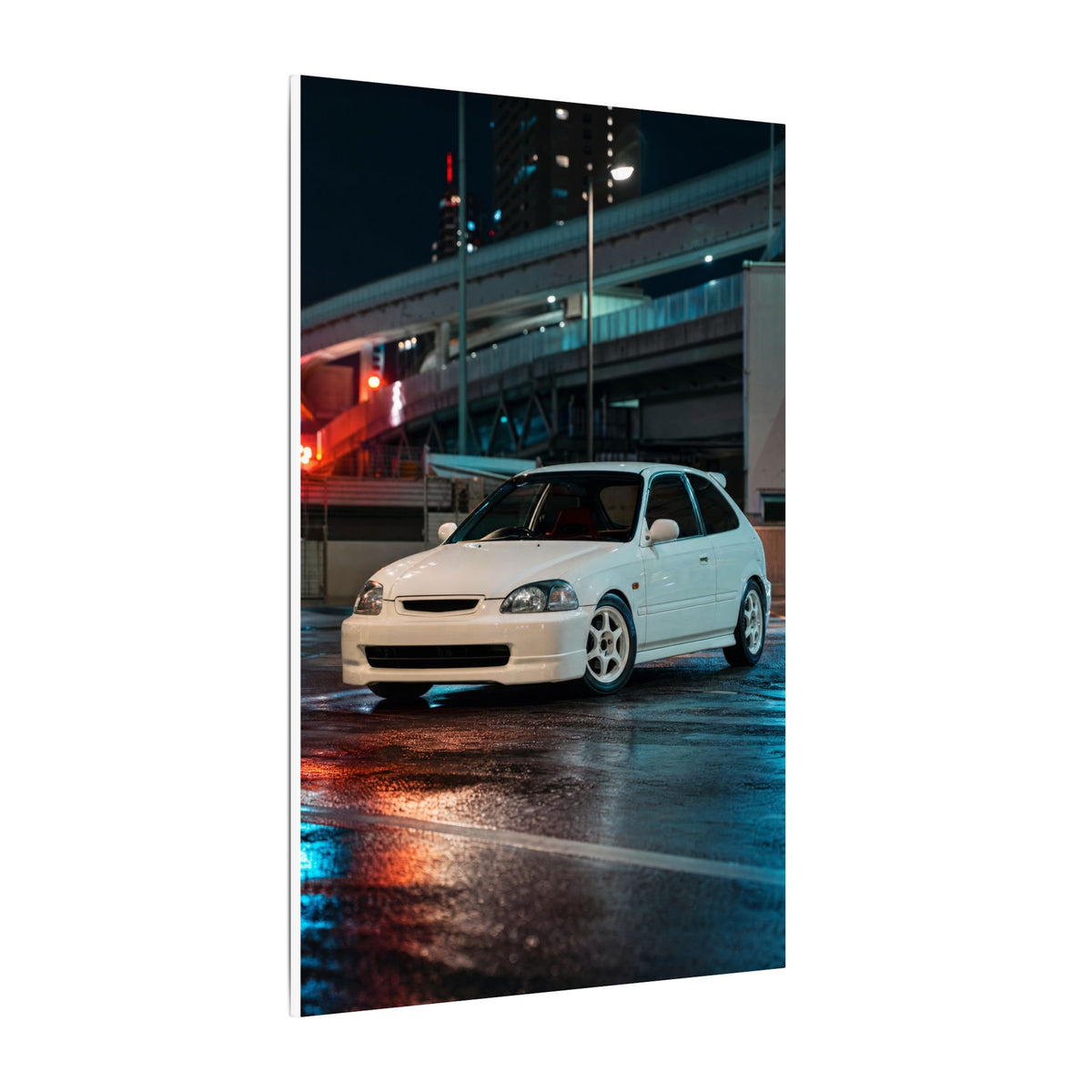 Honda Civic Type R EK9 Canvas Wall Art — Tokyo Highway Night Photoreal JDM Car Art