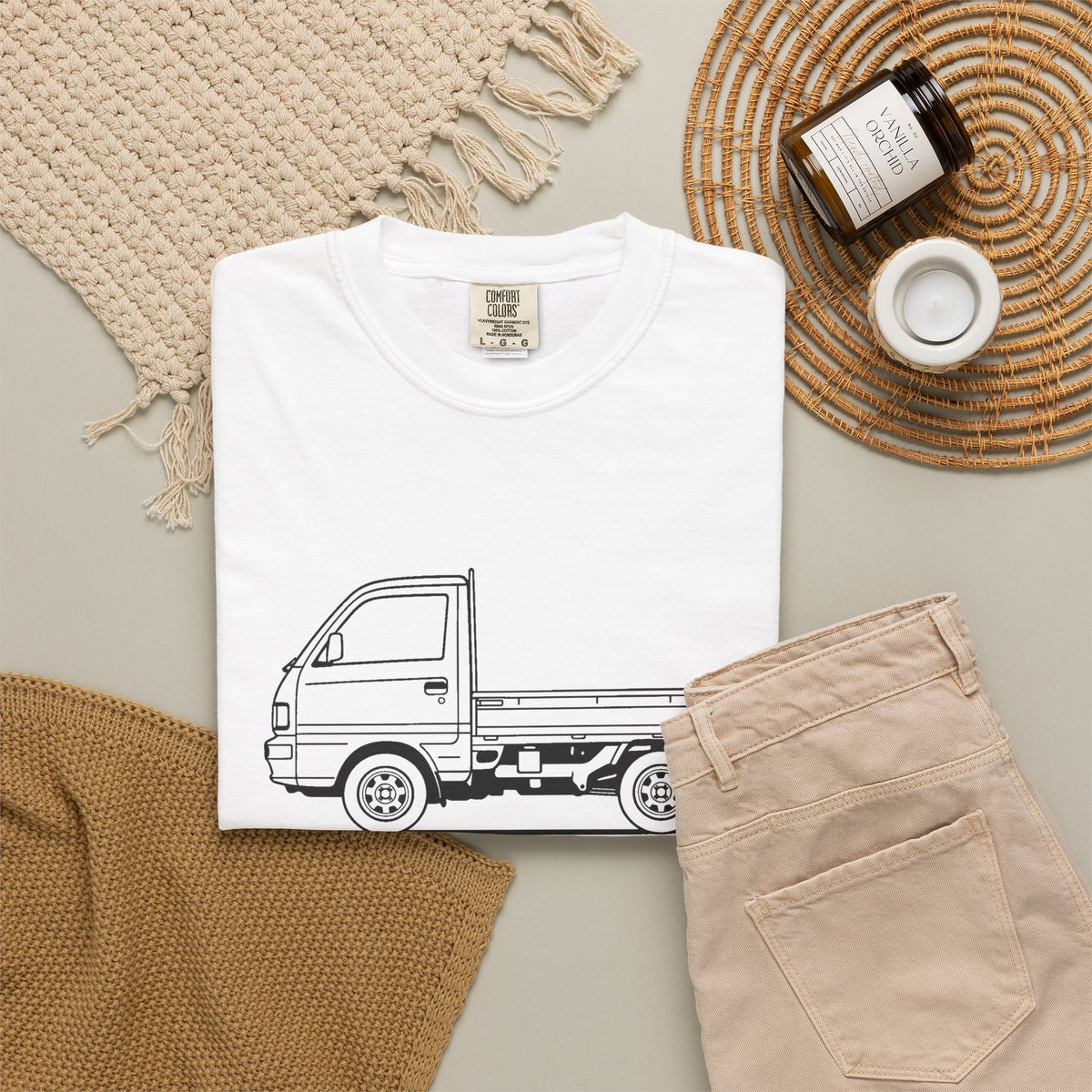 Mitsubishi Minicab Kei Truck T-Shirt — Line Art Outline Mini Truck Shirt