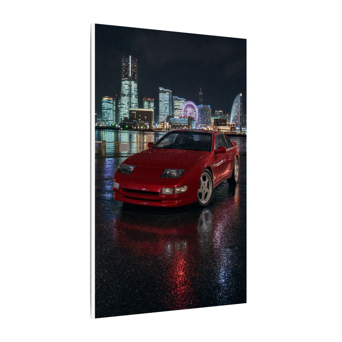 Nissan 300ZX Z32 Twin Turbo Canvas Wall Art — Yokohama Night Photoreal JDM Car Art