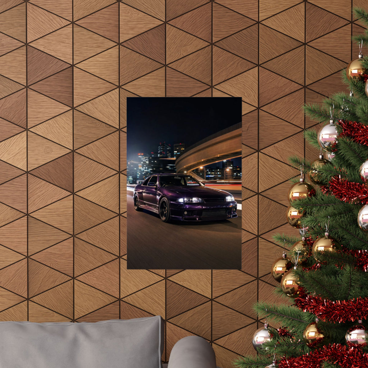 Nissan Skyline GT-R R33 Poster — Midnight Purple Wangan Photoreal JDM Wall Art