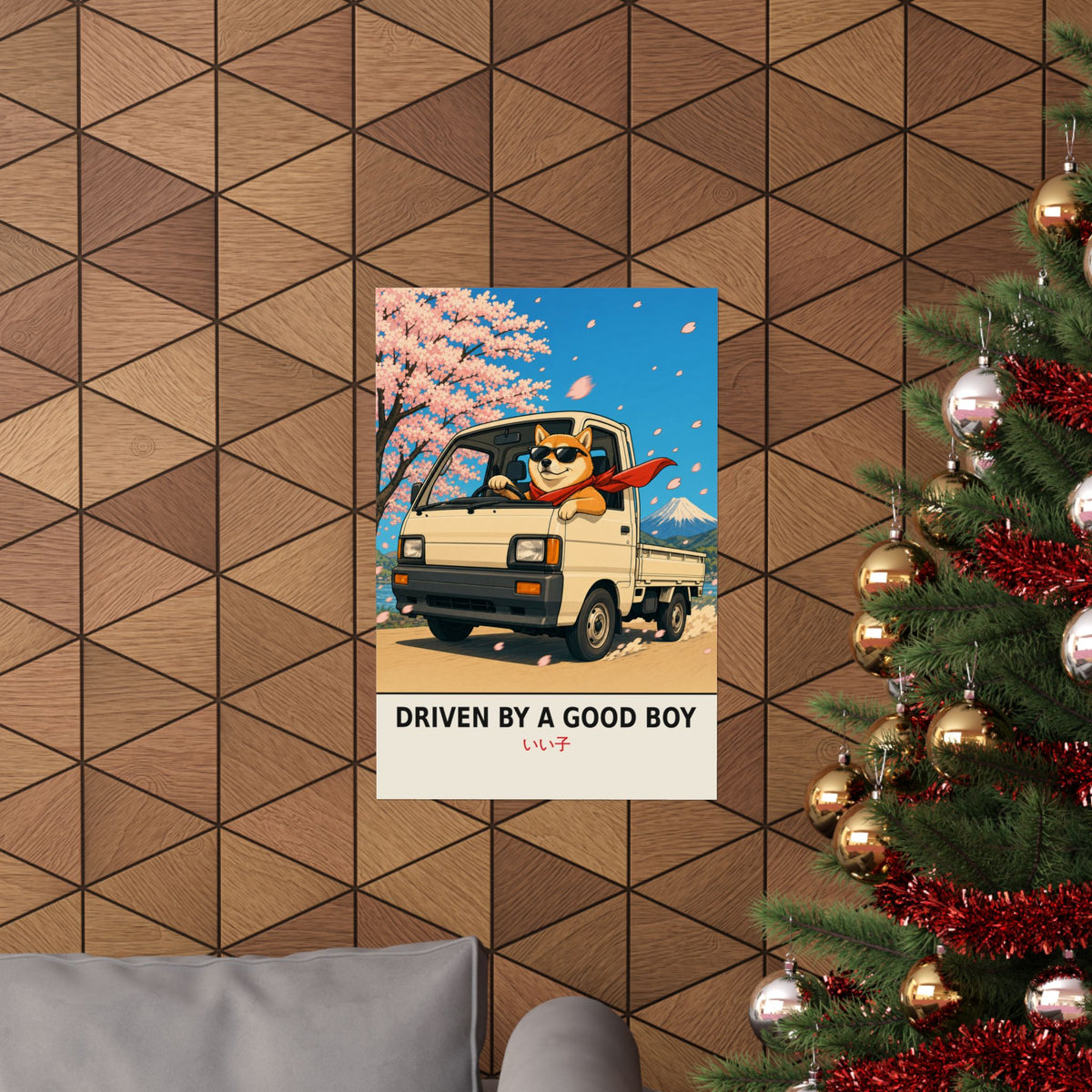 Funny Shiba Inu Kei Truck Poster — Driven by a Good Boy Wall Art