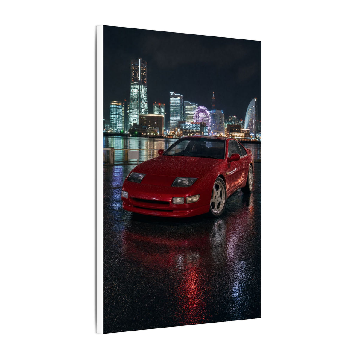 Nissan 300ZX Z32 Twin Turbo Canvas Wall Art — Yokohama Night Photoreal JDM Car Art